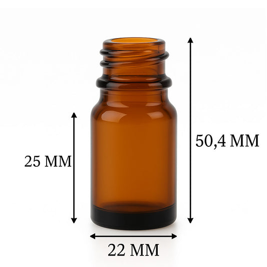 Boccetta di vetro ambrata 5 ml con beccuccio PP18
