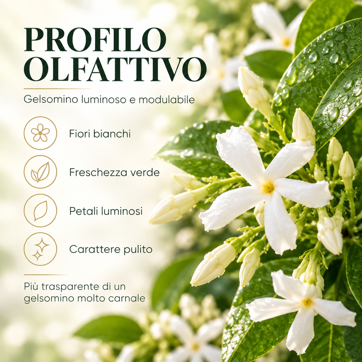 GELSOMINO BASE 2069 – profilo olfattivo di fiori bianchi, freschezza verde e petali luminosi