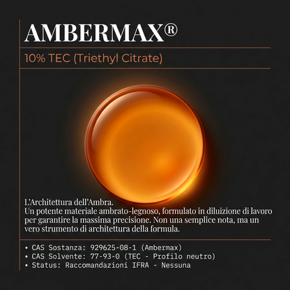 AMBERMAX (10% TEC) – nota ambrata legnosa, secca, intensa e molto diffusiva