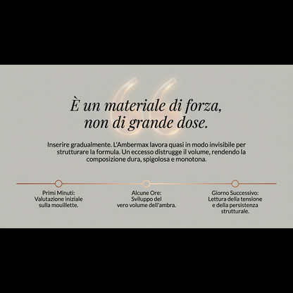 AMBERMAX (10% TEC) – nota ambrata legnosa, secca, intensa e molto diffusiva