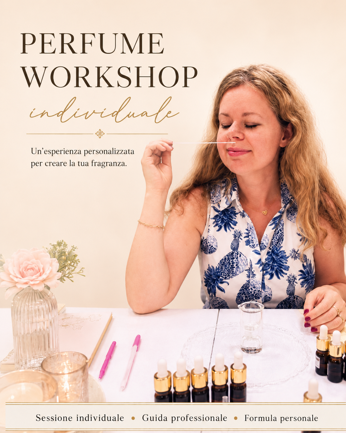 Evaluation of raw materials during a private olfactory workshop